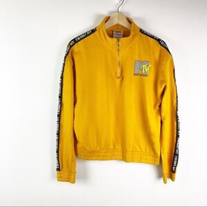 MTV Y2K Pullover 1/4 Zip Yellow Women's L